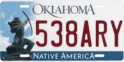 OK license plate 538ARY