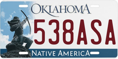 OK license plate 538ASA