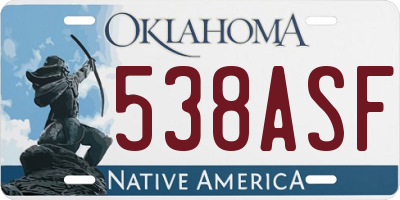 OK license plate 538ASF