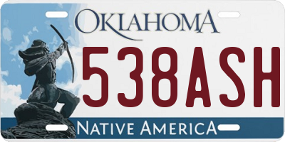 OK license plate 538ASH
