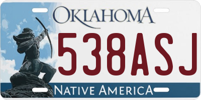 OK license plate 538ASJ