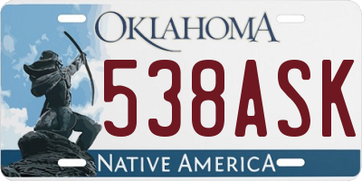 OK license plate 538ASK