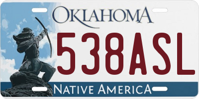 OK license plate 538ASL