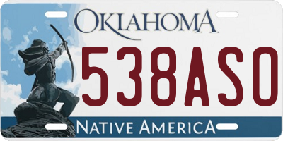OK license plate 538ASO
