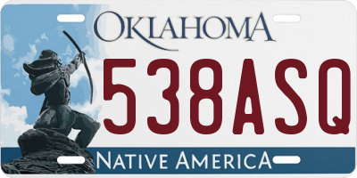 OK license plate 538ASQ