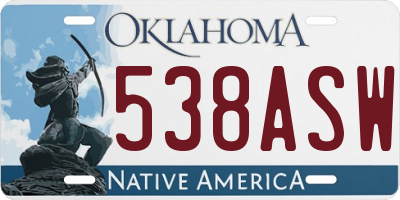 OK license plate 538ASW