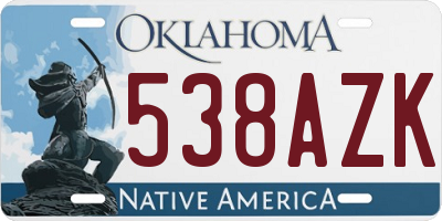 OK license plate 538AZK