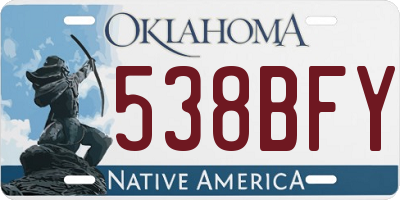 OK license plate 538BFY
