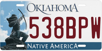 OK license plate 538BPW