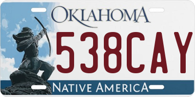 OK license plate 538CAY