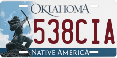 OK license plate 538CIA
