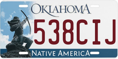 OK license plate 538CIJ