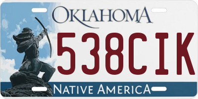OK license plate 538CIK