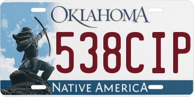 OK license plate 538CIP