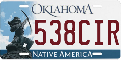 OK license plate 538CIR