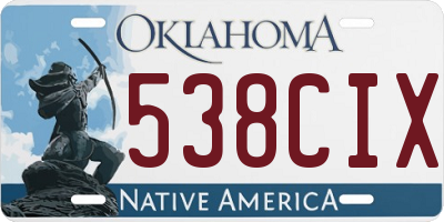 OK license plate 538CIX