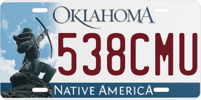 OK license plate 538CMU
