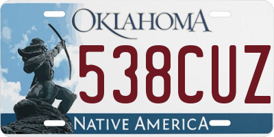 OK license plate 538CUZ