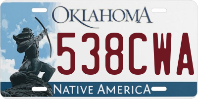 OK license plate 538CWA
