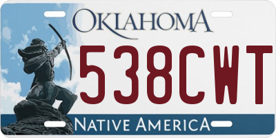 OK license plate 538CWT