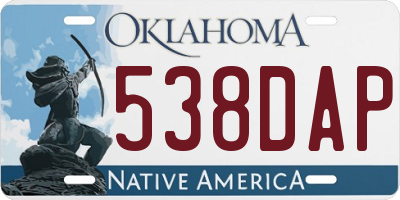OK license plate 538DAP