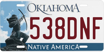 OK license plate 538DNF