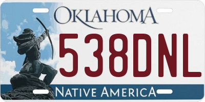 OK license plate 538DNL