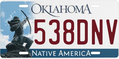 OK license plate 538DNV