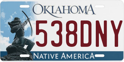 OK license plate 538DNY