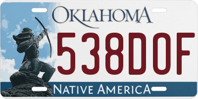 OK license plate 538DOF