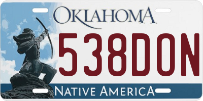 OK license plate 538DON