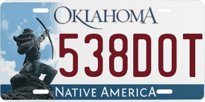 OK license plate 538DOT
