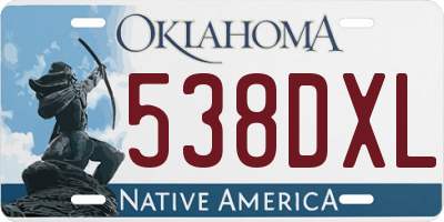 OK license plate 538DXL