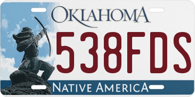 OK license plate 538FDS