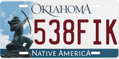 OK license plate 538FIK