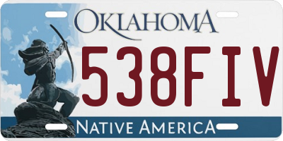 OK license plate 538FIV