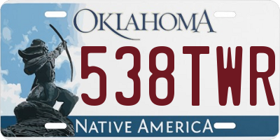 OK license plate 538TWR