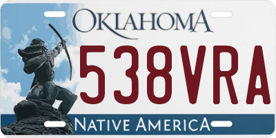 OK license plate 538VRA