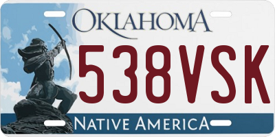OK license plate 538VSK
