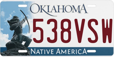 OK license plate 538VSW