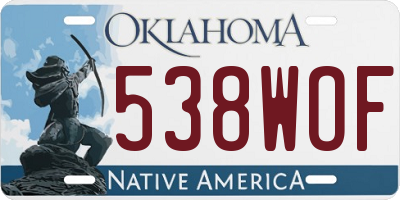 OK license plate 538WOF