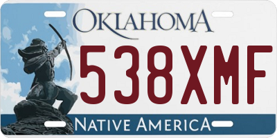 OK license plate 538XMF