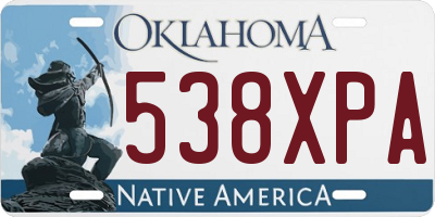 OK license plate 538XPA