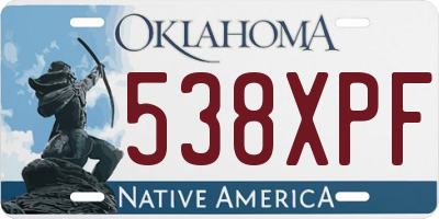 OK license plate 538XPF