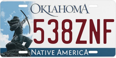 OK license plate 538ZNF