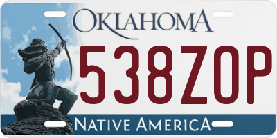 OK license plate 538ZOP