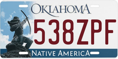 OK license plate 538ZPF