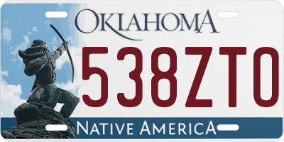 OK license plate 538ZTO