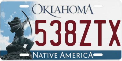 OK license plate 538ZTX