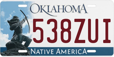 OK license plate 538ZUI